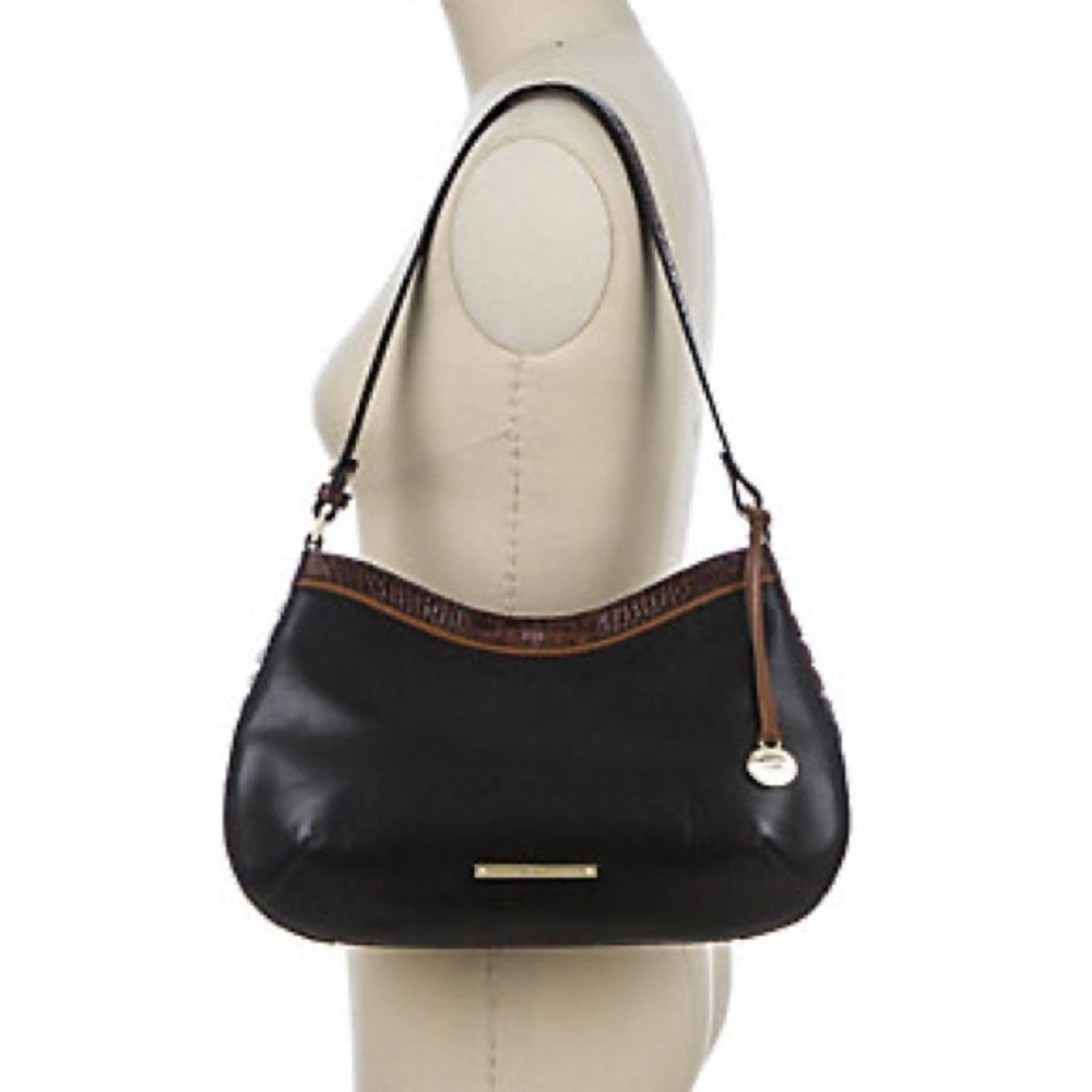 Brahmin Cayson Tri Textured leather shoulder bag black Tuscan - Picture 4 of 16